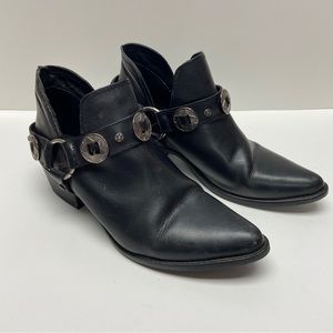 Steve Madden Womens Aces Black Silver Harness Western Buckle Booties Size 9.5